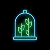 Neon icon of plant breeding in vitro, representing bioengineering vector