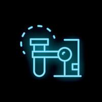 Neon icon of laboratory equipment conducting experiment with test tube vector