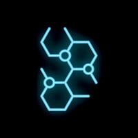 Neon blue chemical formula showing hexagonal molecular structure on black background vector