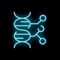 Neon icon of dna structure connecting with molecule in network vector