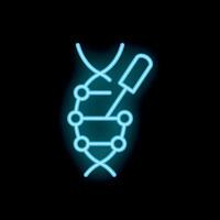 Neon icon of pipette analyzing dna structure vector