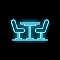 Neon sign of two chairs and a table for a cafe or restaurant vector