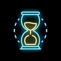 Neon sign representing time passing with hourglass flowing vector