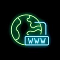 Neon icon of planet earth presenting www sign for world wide web vector
