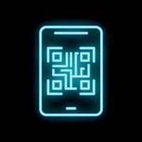 Smartphone displaying a qr code in neon light style vector