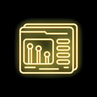 Neon icon of website showing analytics with growing bars chart vector