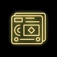 Yellow neon style icon representing stack of paper documents for business or education vector