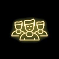 Neon icon of three men smiling representing a team vector