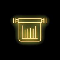 Neon icon of projector screen showing growing bar chart on black background vector