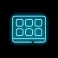 Blue neon light glowing keyboard keypad icon illustration on black background vector