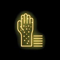 Neon style icon of hand showing measles symptoms vector