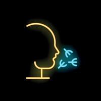 Neon sign of a person coughing with germs spreading vector