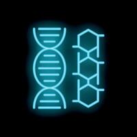 Neon icon of dna strand and chemical structure representing biotechnology vector
