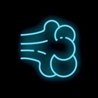 Neon blue wind blowing from left to right with trails on black background vector