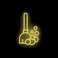 Neon plunger icon glowing with yellow light on black background vector