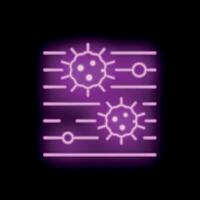 Neon virus moving through network icon illustrating virus spread vector