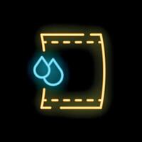 Neon icon of wet wipes or tissue paper with water drops vector
