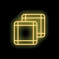 Neon yellow duplicate icon light glowing on black background vector