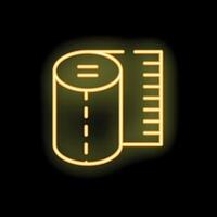 Neon yellow wallpaper roll icon with ruler for accurate measuring on black background vector