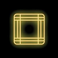 Glowing rounded square neon frame on dark background vector