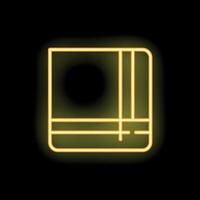 Yellow neon icon of a closed laptop computer on a black background vector