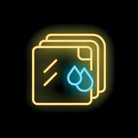Neon icon of waterproof fabric with water drops repellent material concept vector