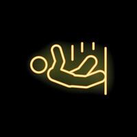 Neon style icon of person falling down representing failure vector