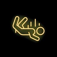 Neon style icon of a person slipping and falling vector