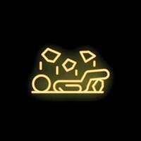 Neon sign of person being crushed by falling rocks representing disaster vector
