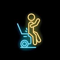 Neon sign of person tripping over open car trunk vector
