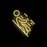 Neon sign of person sliding downwards at high speed vector