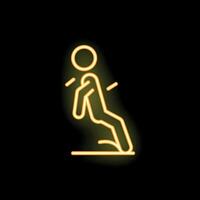Neon icon of a person relaxing in zero gravity position vector