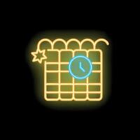 Neon dynamite time bomb with clock timer and burning fuse vector