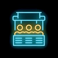 Neon sign of people sitting at bar counter with drinks and blank signboard for your text vector