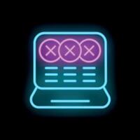 Neon sign showing a laptop displaying adult content with three crosses vector