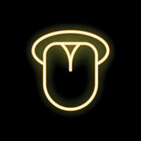 Neon sign showing sticking out tongue on black background vector