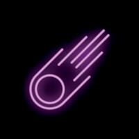 Purple neon comet falling through space icon vector