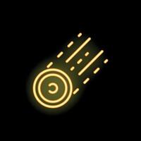 Neon style icon of a meteorite flying through space vector