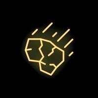 Glowing neon asteroid flying through space leaving trail vector