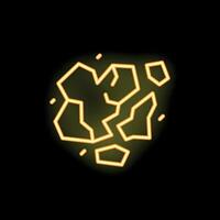 Neon yellow asteroid flying in space leaving trail vector