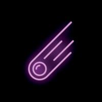 Neon style icon of falling meteorite leaving trail vector