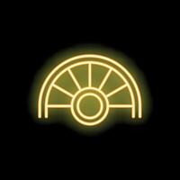 Neon yellow fan symbol glowing on black background vector