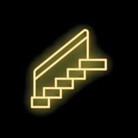 Neon sign of stairs leading up with handrail in yellow vector