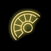 Neon style icon of speedometer showing increasing speed vector