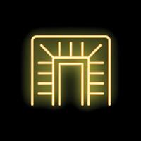 Neon yellow cpu microchip glowing on black background vector