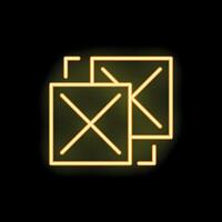Neon yellow delete button icon on black background vector