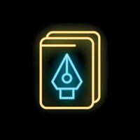 Neon icon of drawing pen tool representing graphic design vector