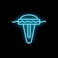 Neon water thermometer icon floating on water surface vector