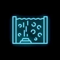 Neon icon of water filtration system purifying drinking water vector