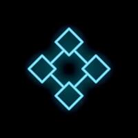 Neon blue blockchain technology concept glowing on black background vector